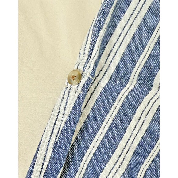 H&M Boys Striped Cotton Pants Size 7-8Y Blue White Roll Tab Cuffed Drawstring - Picture 9 of 11